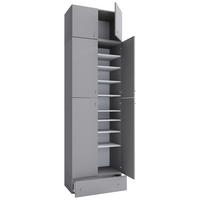 Schuhschrank Lona XXL Grau B. 70 cm - Schwarz/Grau, MODERN, Holzwerkstoff (70/240/39cm) - MID.YOU