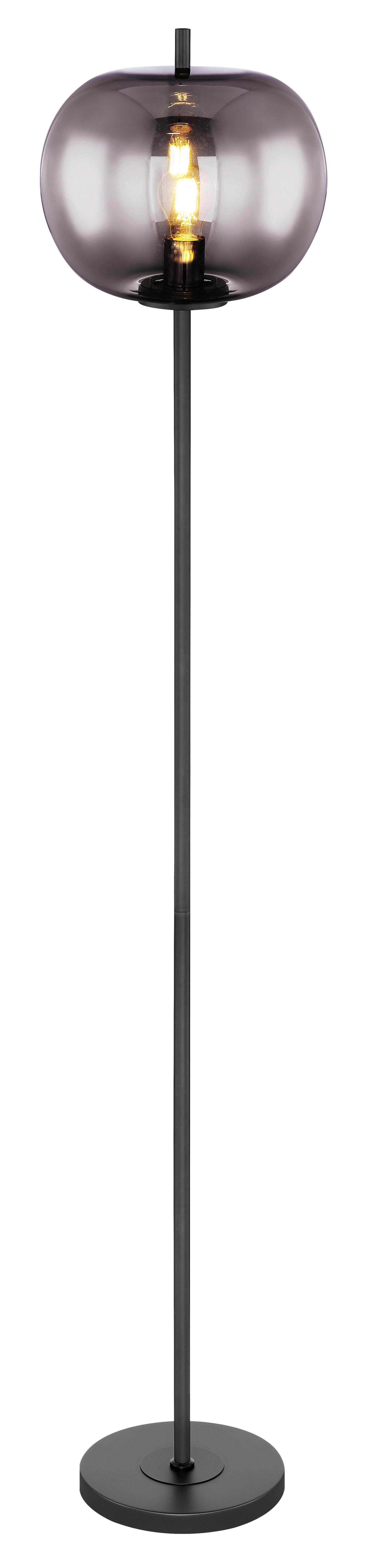 Stehlampe Schwarz/Grau mit Rauchglas Modern - Schwarz/Grau, Design, Glas/Metall (30/160cm) - Globo