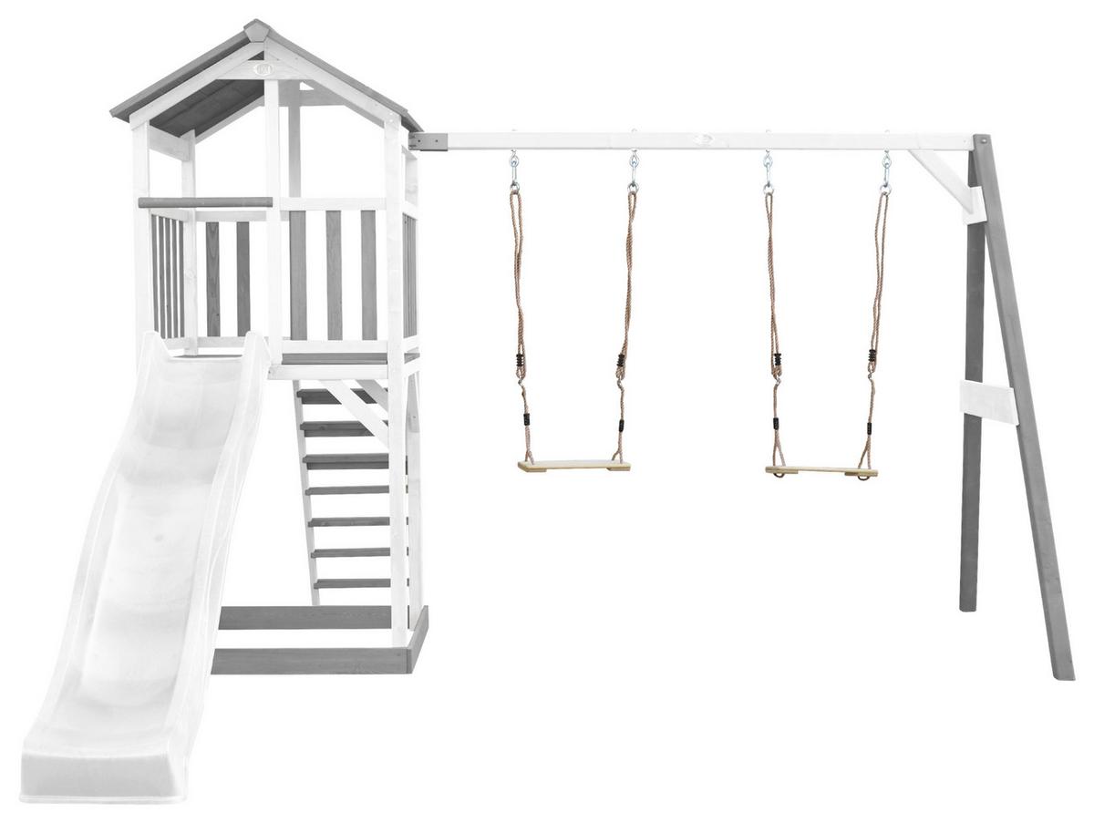 Spielturm A025.122.92 - Weiß/Grau, KONVENTIONELL, Holz/Kunststoff (356,6/241,9/349cm) - Ambia Garden