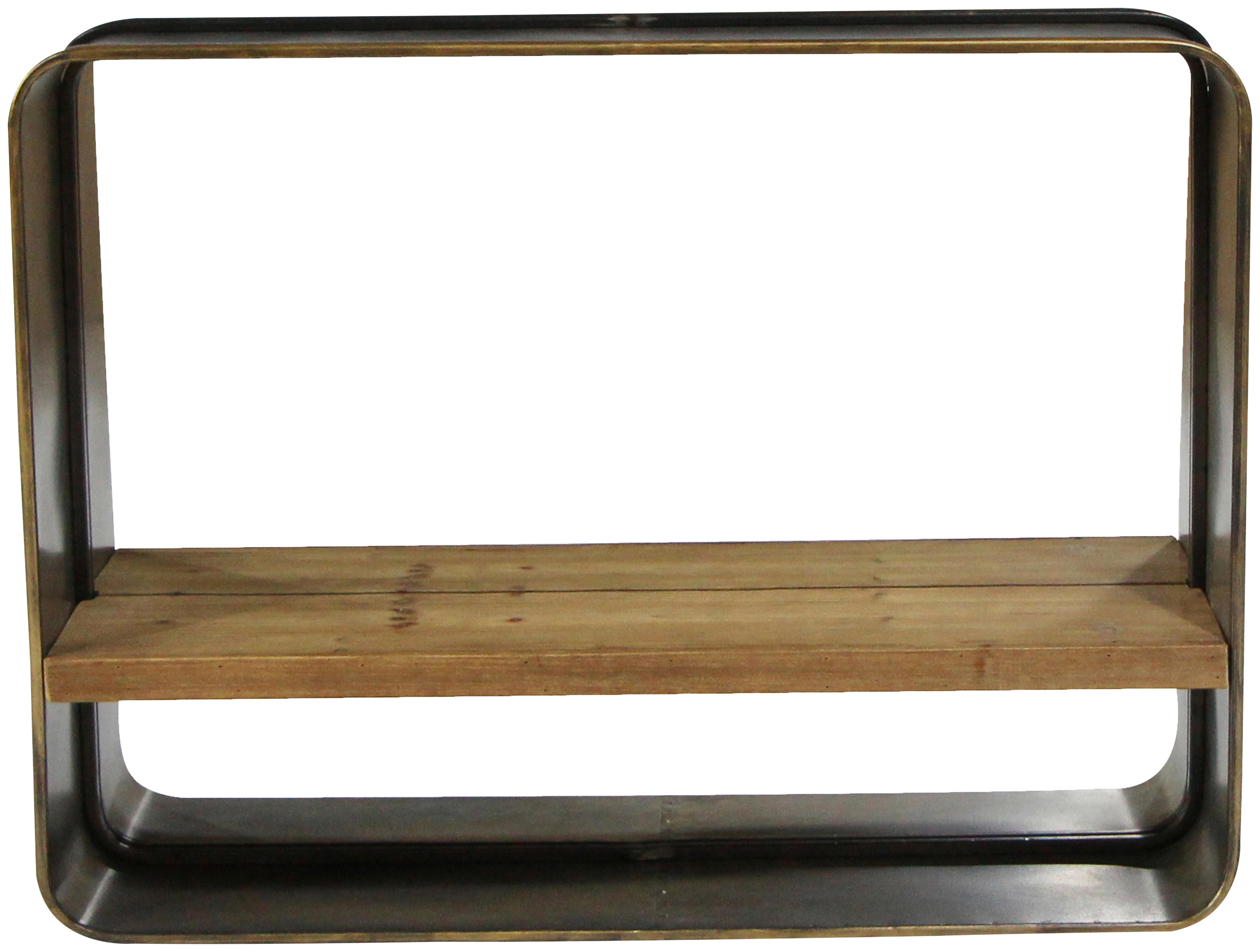 Wandspiegel Eckig BxH: 18x60 cm Metall/Glas mit Ablage - Messingfarben/Naturfarben, Basics, Glas/Holzwerkstoff (80/18/60cm)