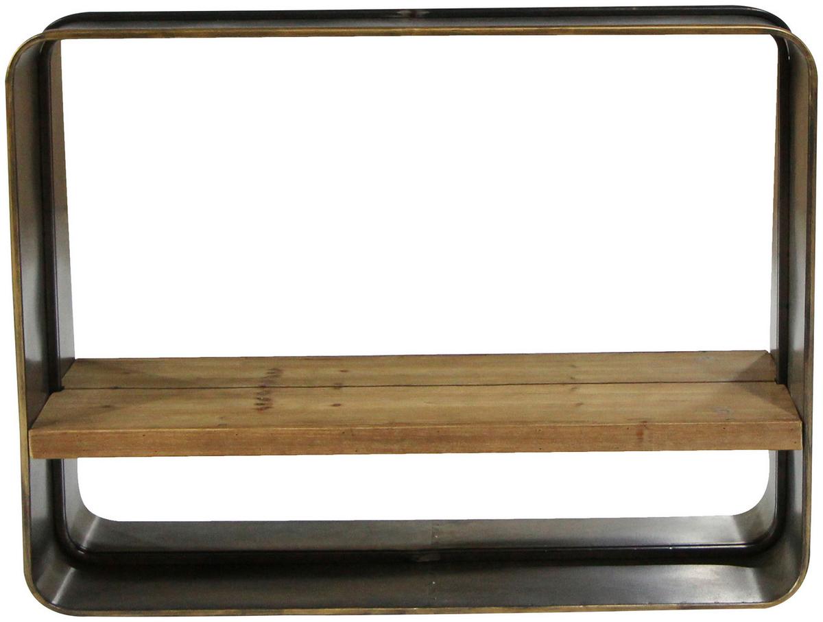 Wandspiegel Eckig Bxh: 18x60 Cm Metall/glas Mit Ablage - Messingfarben/Naturfarben, Basics, Glas/Holzwerkstoff (80/18/60cm)