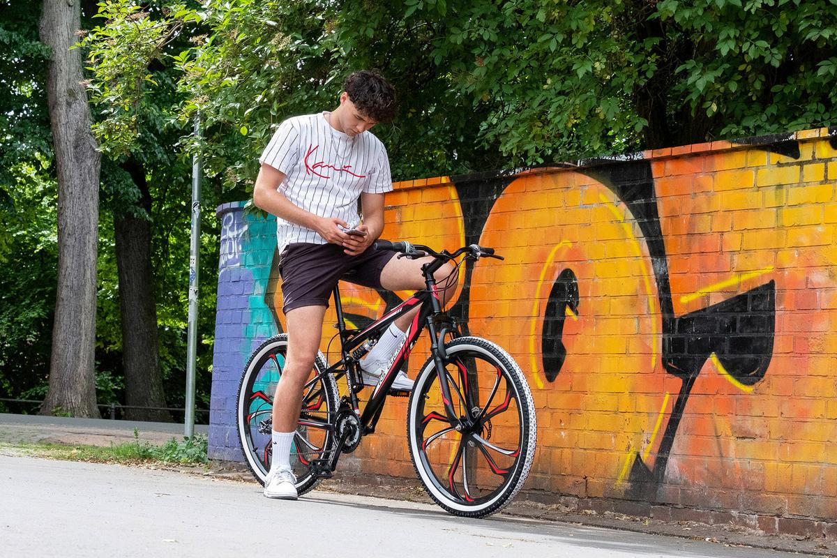 Mountainbike Fully 27,5 Zoll Scrawler 21 Gänge - Rot/Schwarz, Basics, Metall (139/80/21cm) - KS Cycling