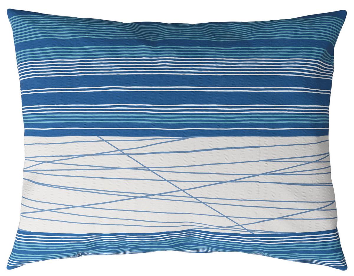 Seersucker Bettwäsche 140x 200 Cm Emina Blau Streifen - Blau, MODERN, Textil (140/200cm) - Luca Bessoni
