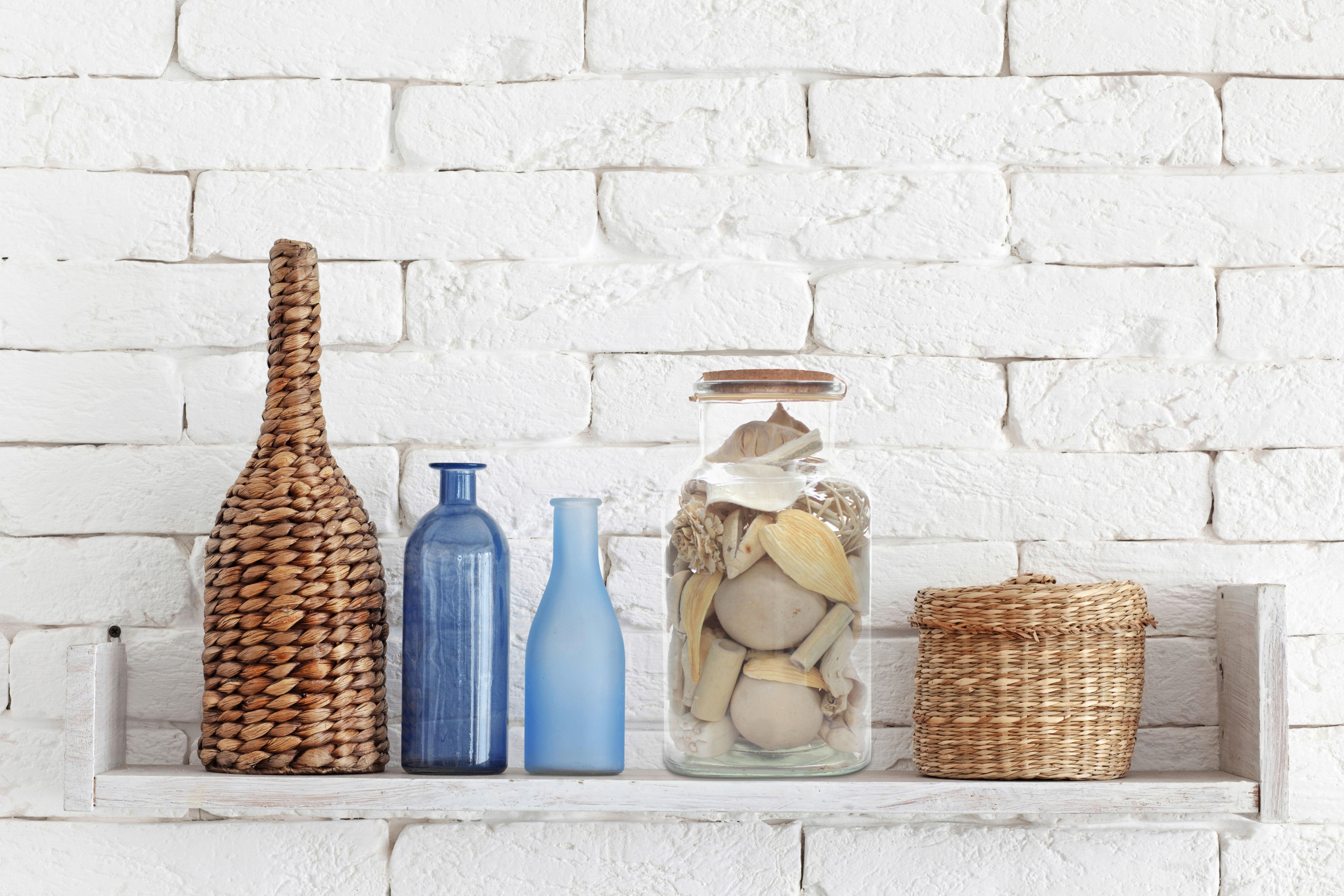 Dekoflasche Flora Naturfarben, 14x27 cm - Naturfarben, LIFESTYLE, Glas/Naturmaterialien (14/27/14cm) - Kayoom