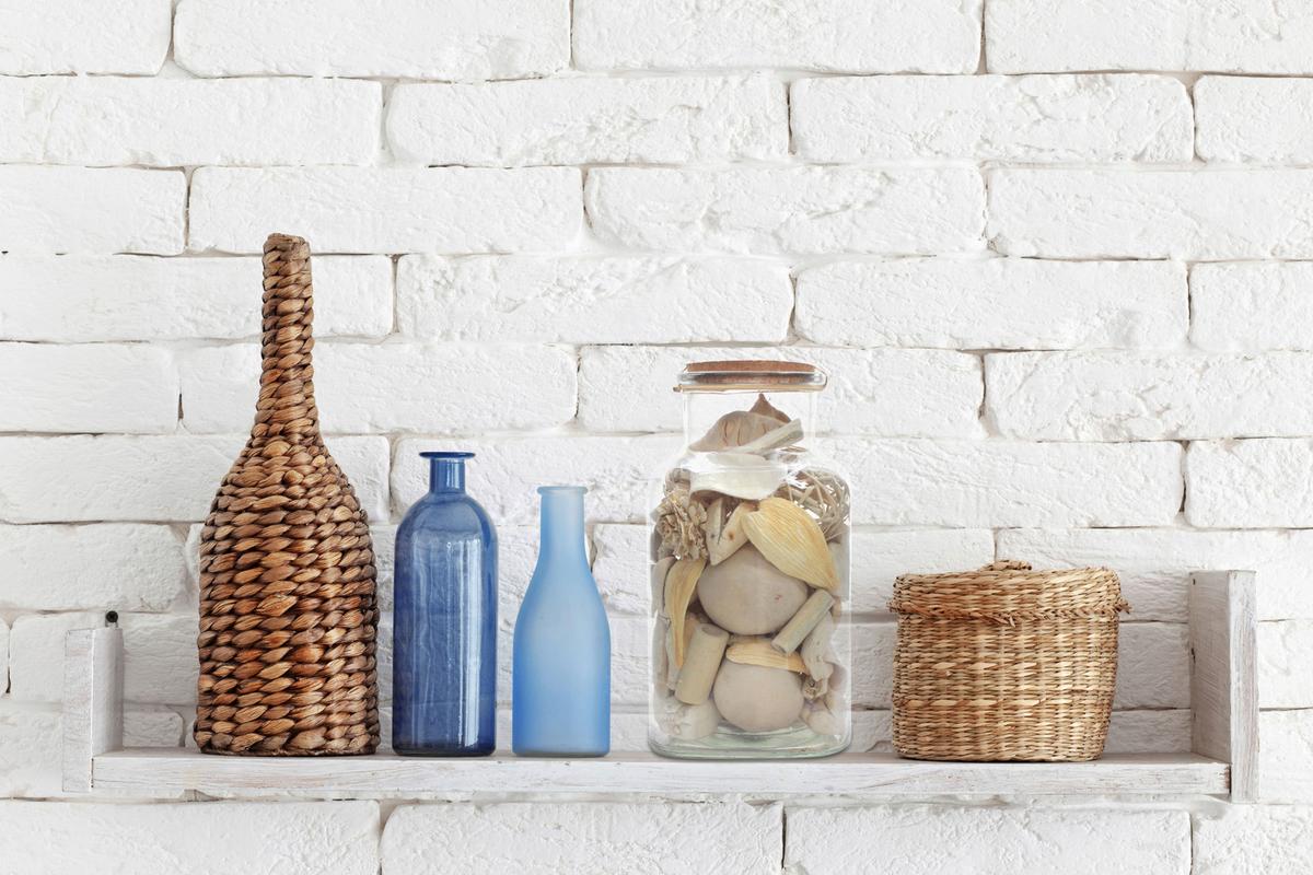Dekoflasche Flora Naturfarben, 14x27 cm - Naturfarben, LIFESTYLE, Glas/Naturmaterialien (14/27/14cm) - Kayoom