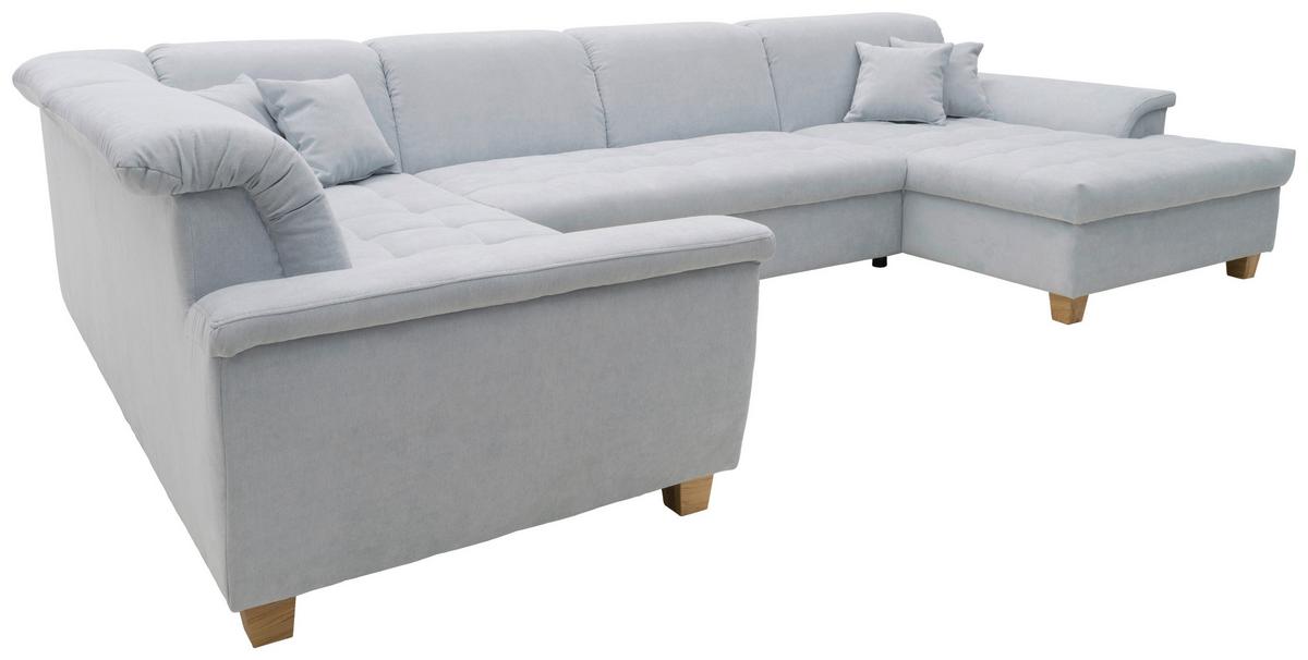 Wohnlandschaft Franzi Mit Schlaffunktion Pastellblau - Pastellblau/Eichefarben, KONVENTIONELL, Textil (214/352/170cm) - MID.YOU
