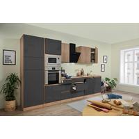 Küchenzeile Premium M. Geräten 345 Cm Grau/eiche Dekor - Eichefarben/Grau, Basics, Holzwerkstoff (345cm) - Respekta