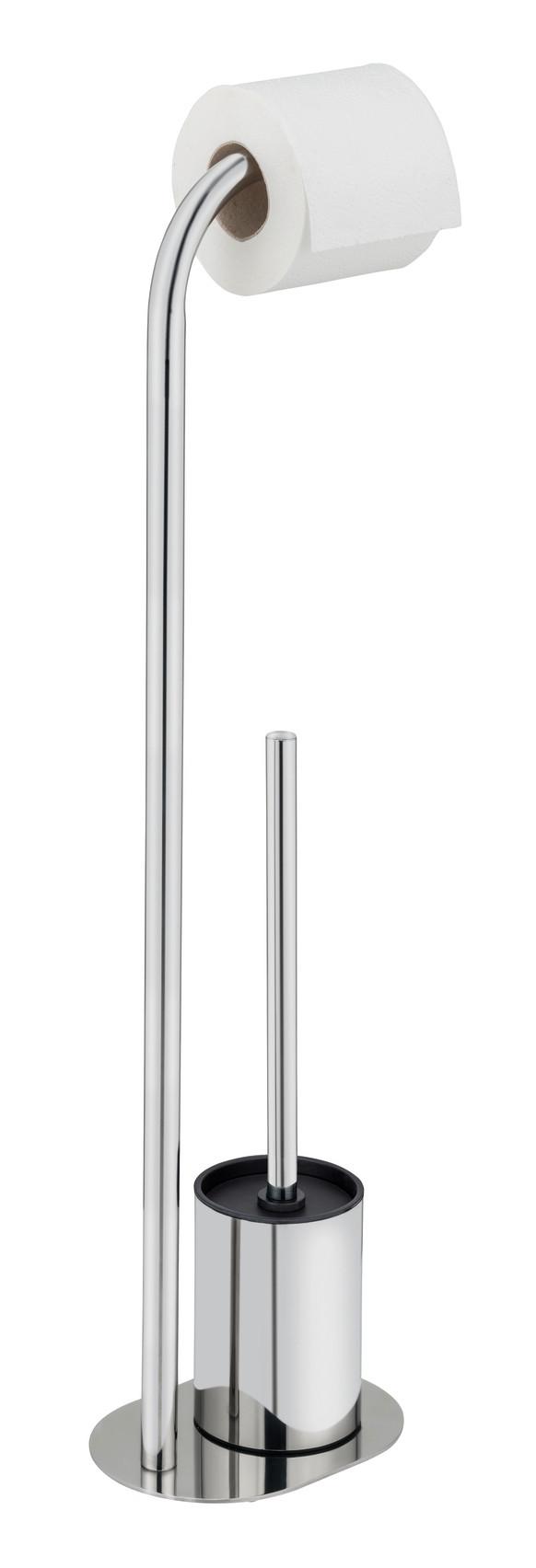 WC-Bürstenkombination Levante Edelstahlfarben B:18cm - Edelstahlfarben, Basics, Kunststoff/Metall (18/63/13cm) - Wenko