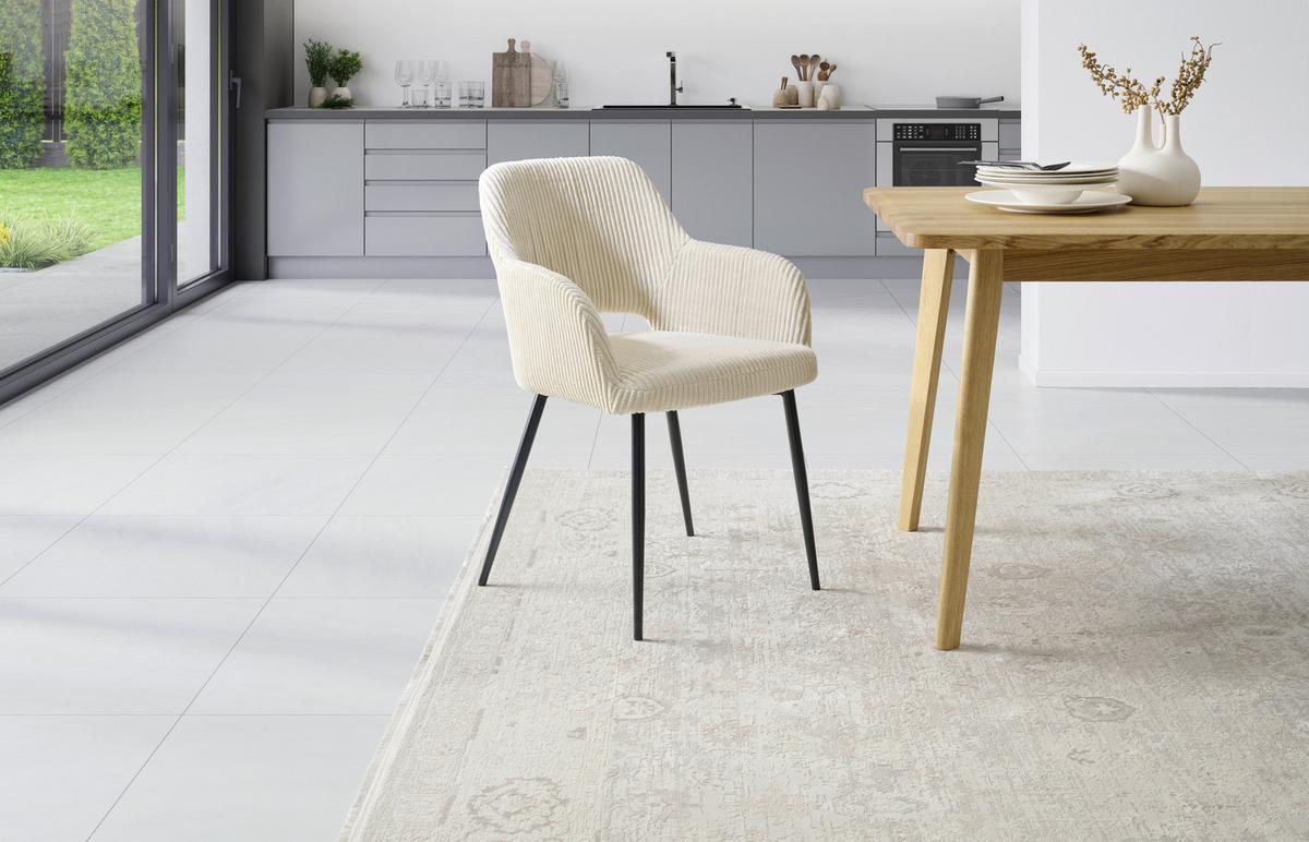 Armlehnstuhl Pina Cord Beige, B: 57 Cm - Taupe/Schwarz, KONVENTIONELL, Holz/Textil (57/83.5/63cm) - MID.YOU