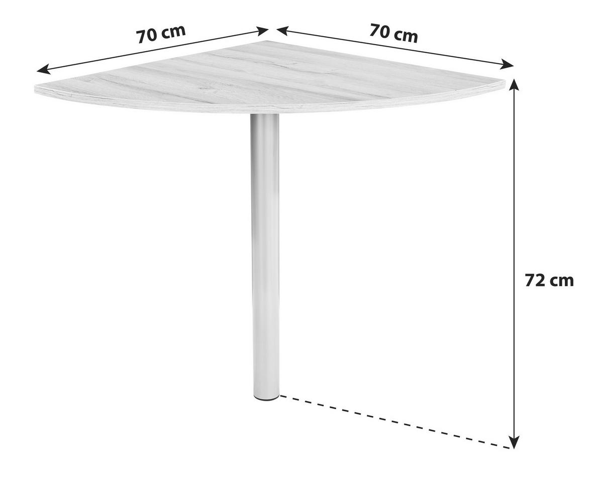 Sarok-csatlakozó Lap Mindi - tölgyfa színű, Modern, műanyag/faalapú anyag (70/72/70cm)