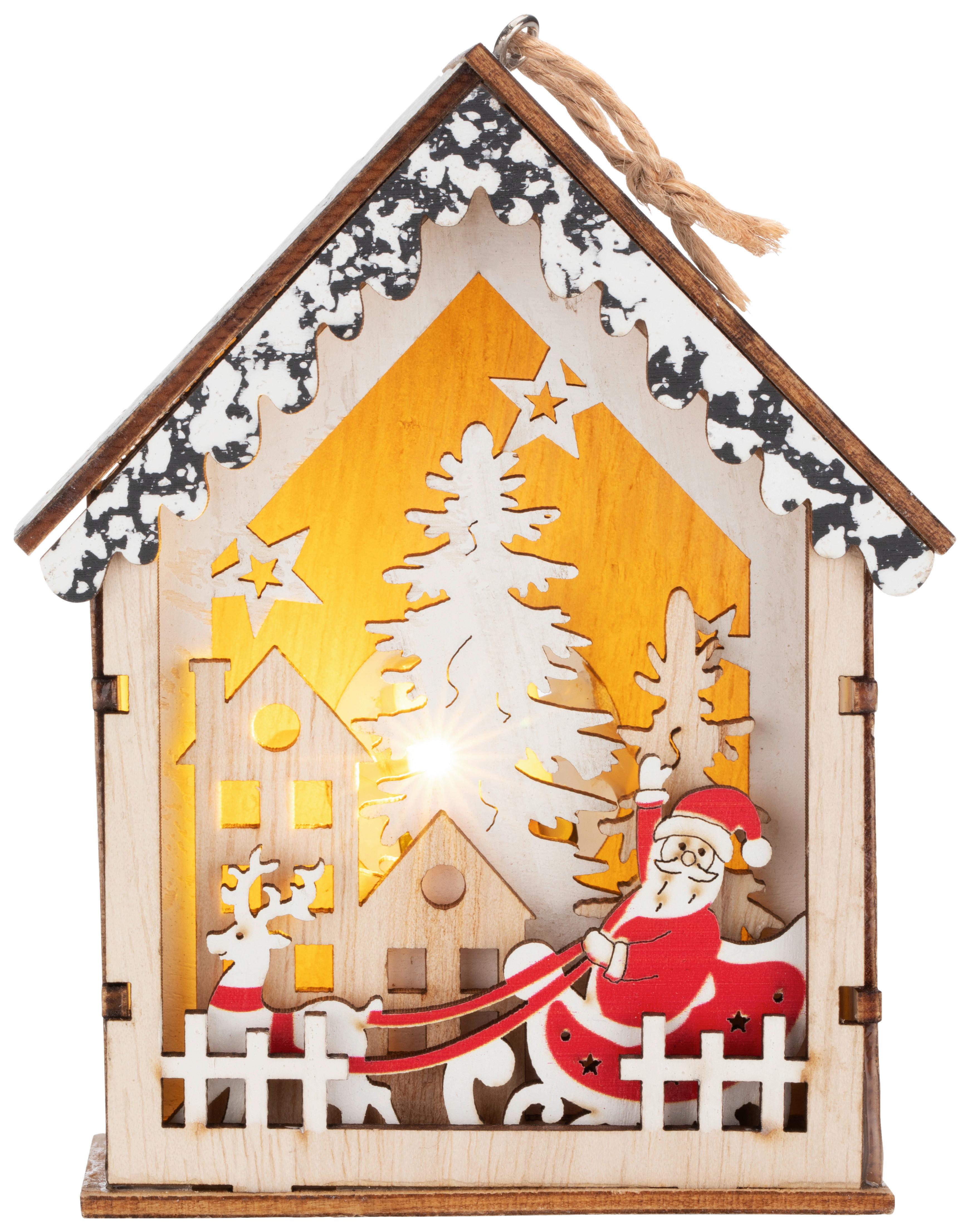 LED-Dekoleuchte House inkl. Batterie - Rot/Schwarz, MODERN, Holz/Kunststoff (9,5/4,5/12cm) - James Wood