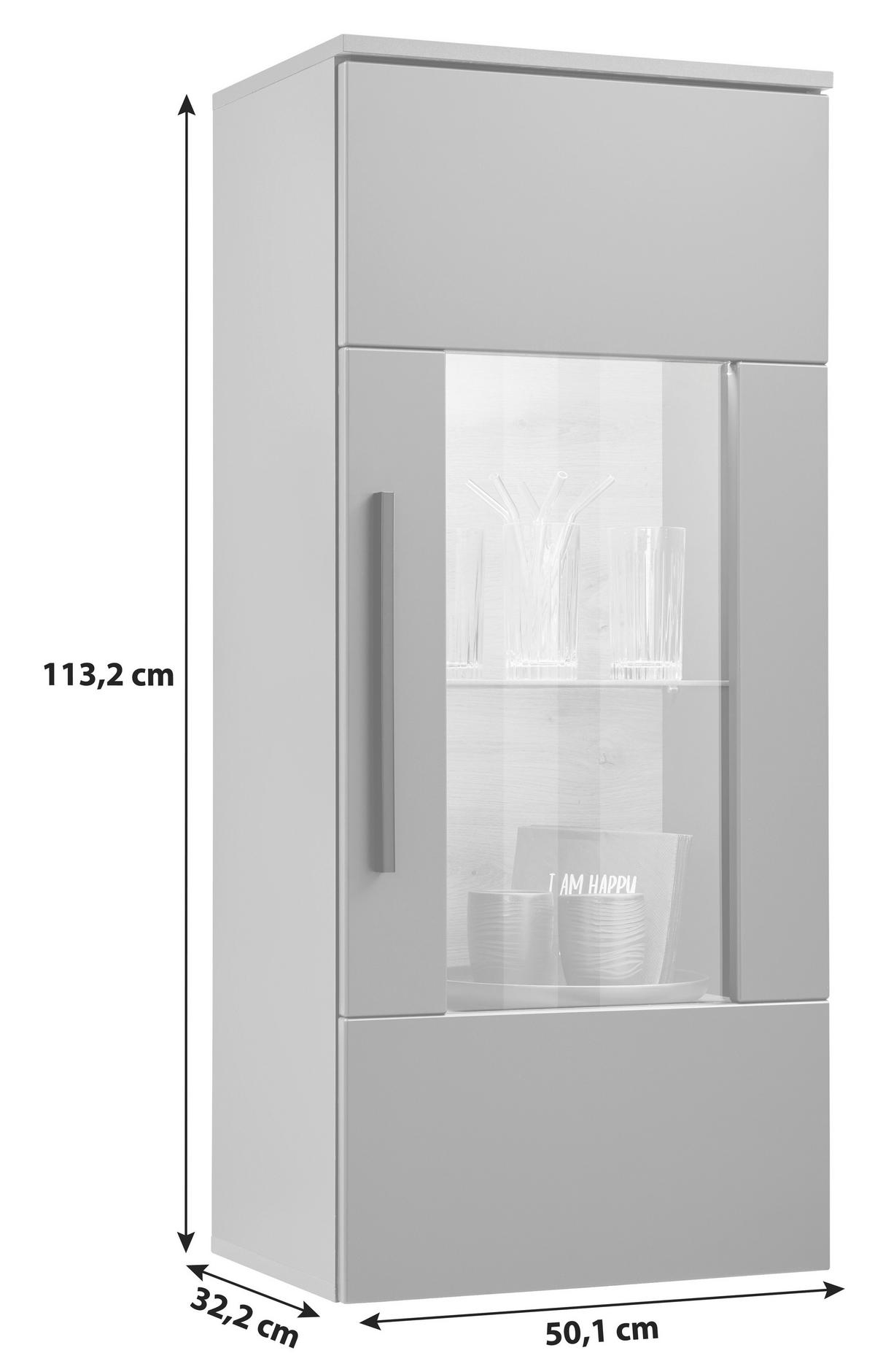 Hängevitrine Atlanta B: 50,1 cm Grau/Eiche Viking Dekor - Eichefarben/Silberfarben, MODERN, Holzwerkstoff (50,1/113,2/32,2cm)
