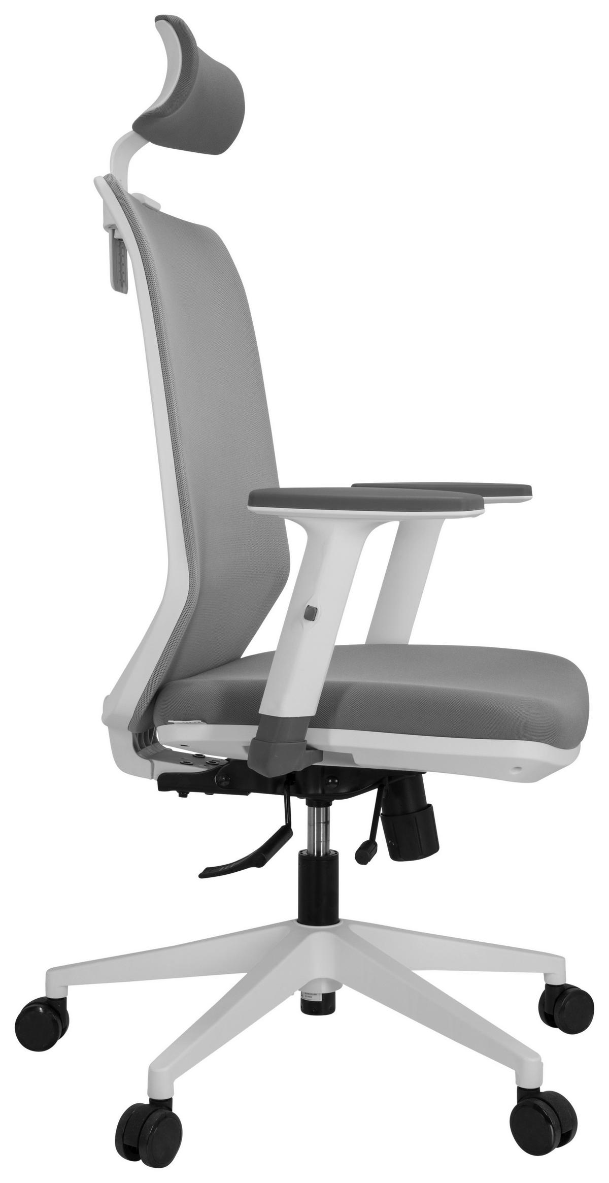 Bürostuhl Profondo Pro Grau/weiß Bis 120 Kg - Weiß/Grau, Basics, Kunststoff/Textil (70/117/62cm) - MID.YOU