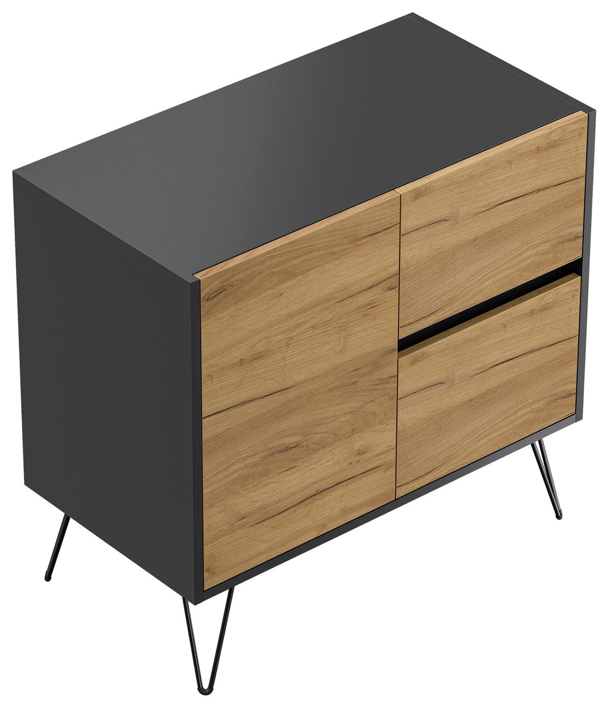 Sideboard Posseik Industrial Eichefarben/Graphit B: 79 cm - Eichefarben/Schwarz, Design, Holzwerkstoff (79/75,8/42cm) - P & B