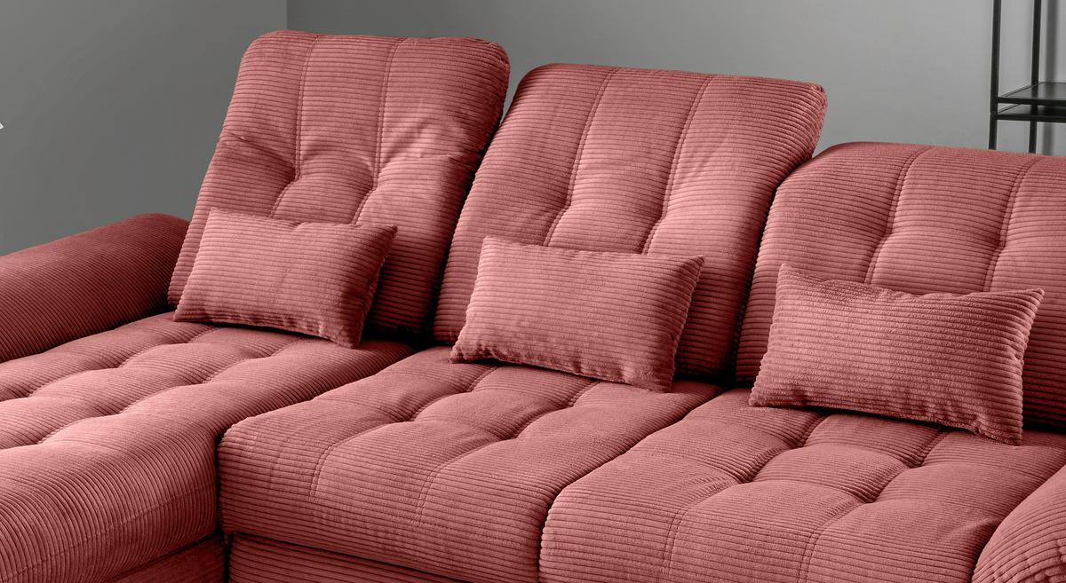 Eckschlafsofa Delphino Koralle S: 189x273 cm - Koralle/Schwarz, MODERN, Textil (189/273cm) - Livetastic