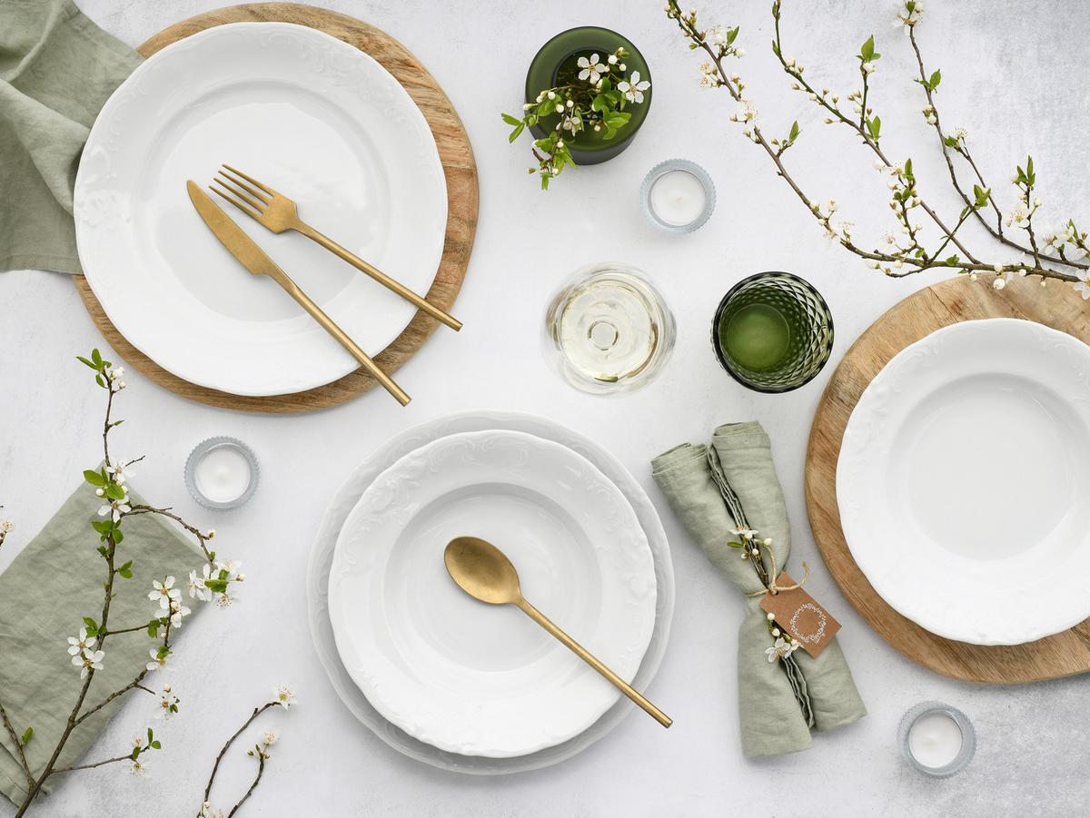 Tafelservice Frederike Weiss Porzellan, 6 Pers., 12-teilig - Weiß, Basics, Keramik - Creatable