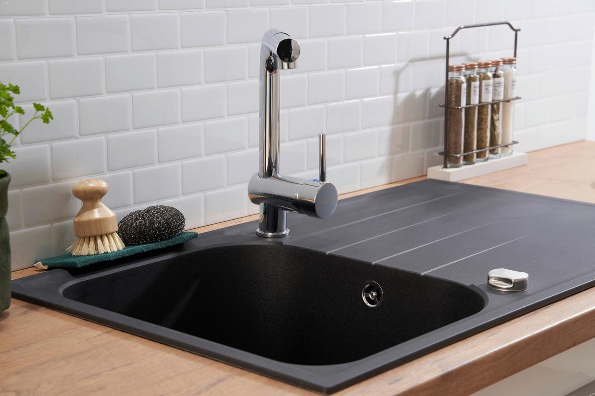 Spüle Respekta Stein Bxt: 86x50 cm - Schwarz, Trend, Stein (86/20,9/50cm) - Respekta