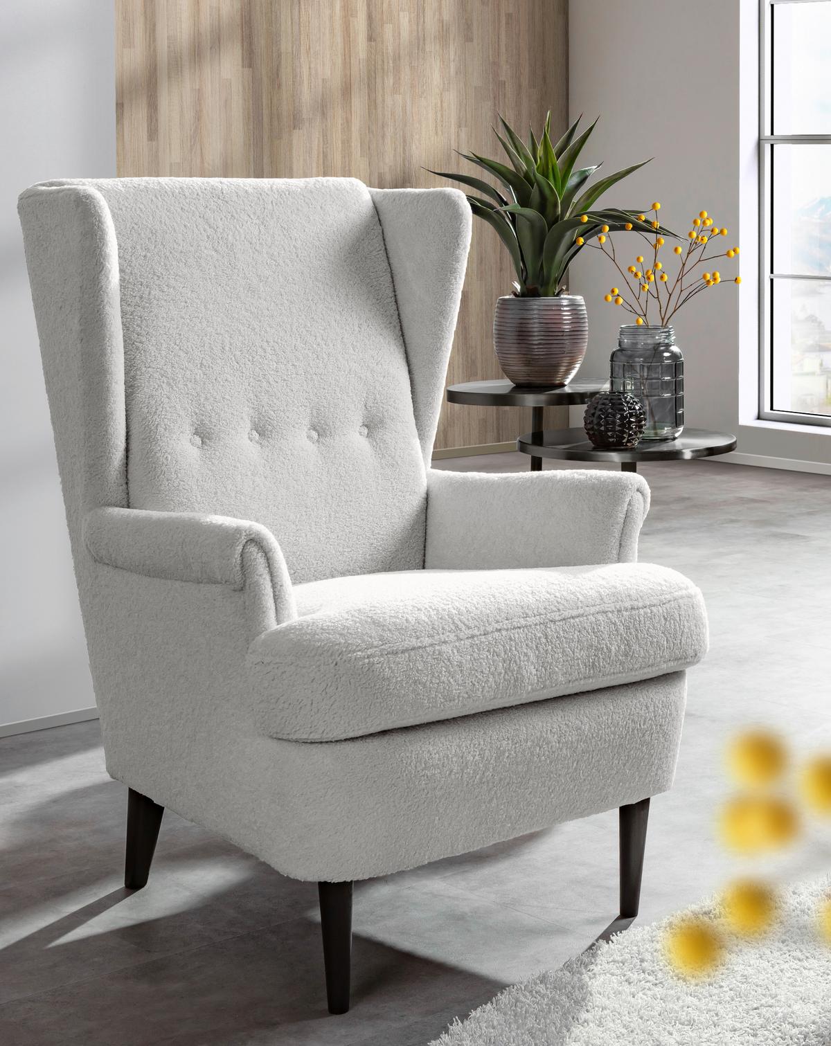 Ohrensessel Versailles Schlammfarben B: 72 cm - Schlammfarben/Dunkelbraun, Design, Textil (72/104/85cm) - MID.YOU