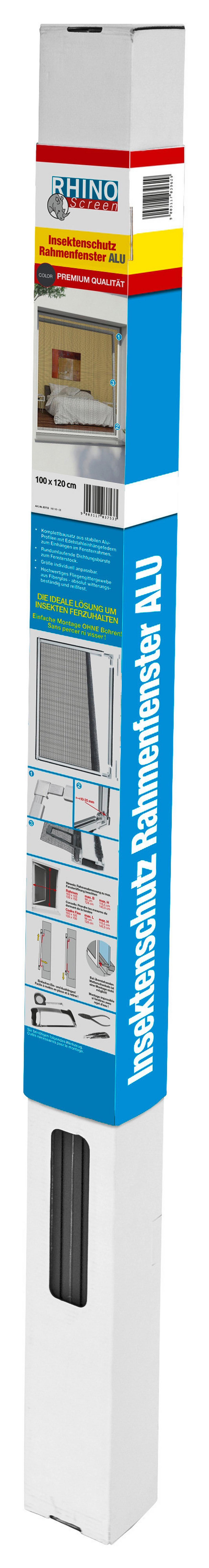 Fliegengitter Fenster 100x120 cm Anthrazit Zuschneidbar - Anthrazit, KONVENTIONELL, Kunststoff/Metall (100/120cm)