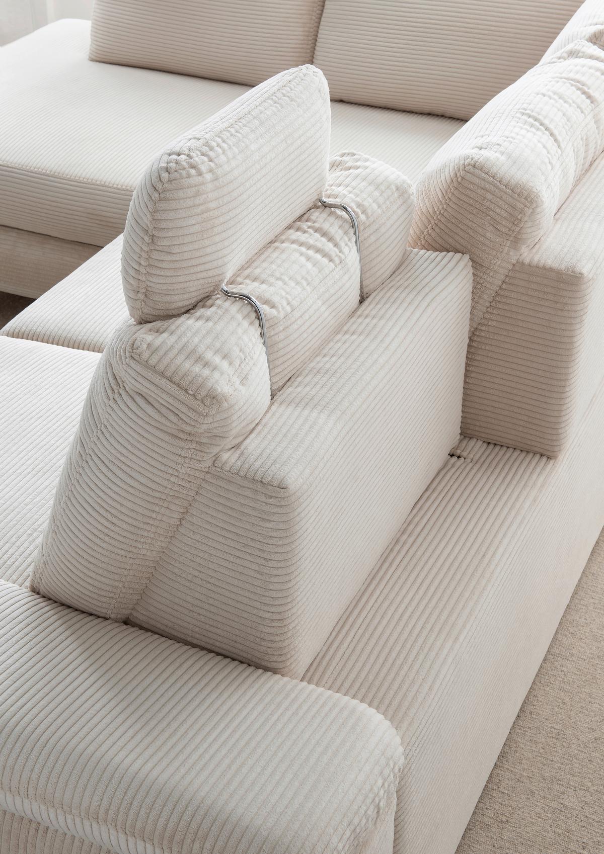 Eckschlafsofa Positano. Beige S: 261x206 Cm - Wildeiche/Beige, MODERN, Textil (261/206cm) - Livetastic