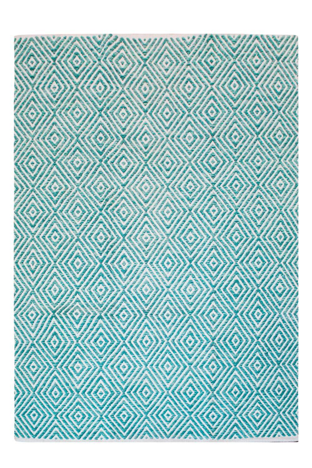 Flachwebteppich Aperitif Türkis, 160x230 cm - Türkis, KONVENTIONELL, Textil (160/230cm)