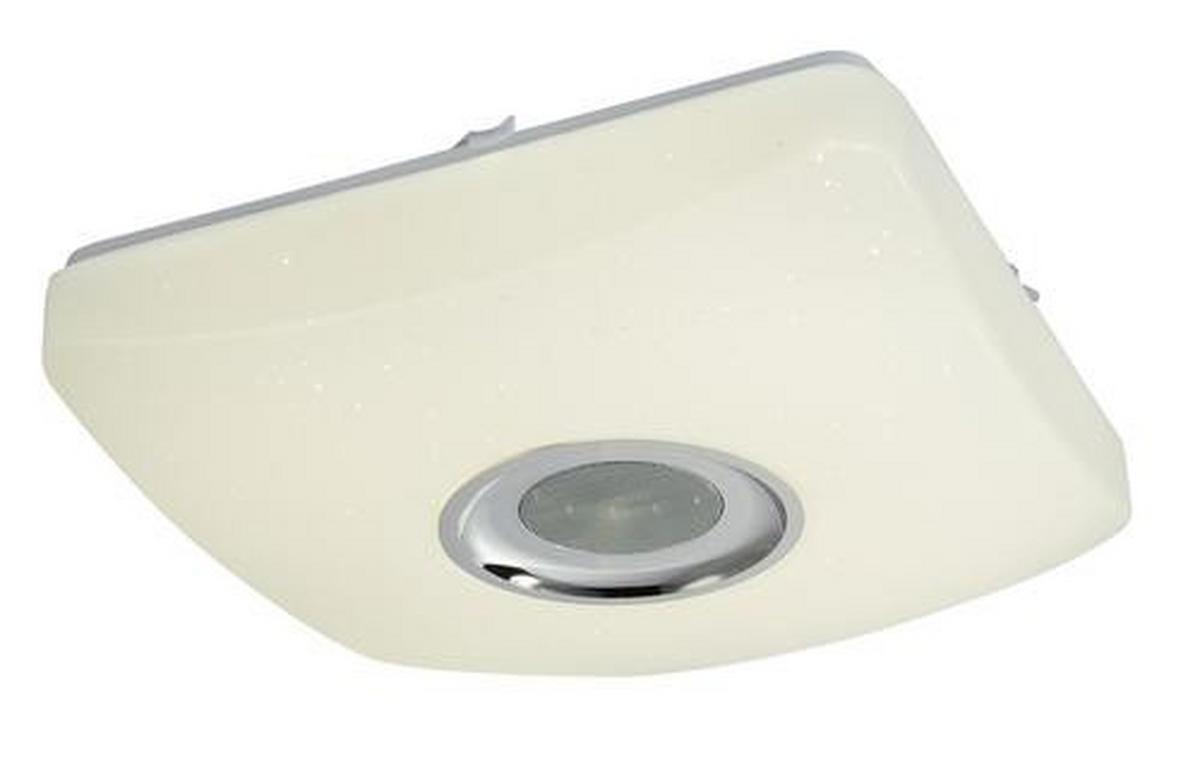 Led-deckenleuchte Ayleen L: 36,5 Cm Mit Farbwechsler - Chromfarben/Weiß, Basics, Kunststoff/Metall (36,5/36,5/9cm) - Globo