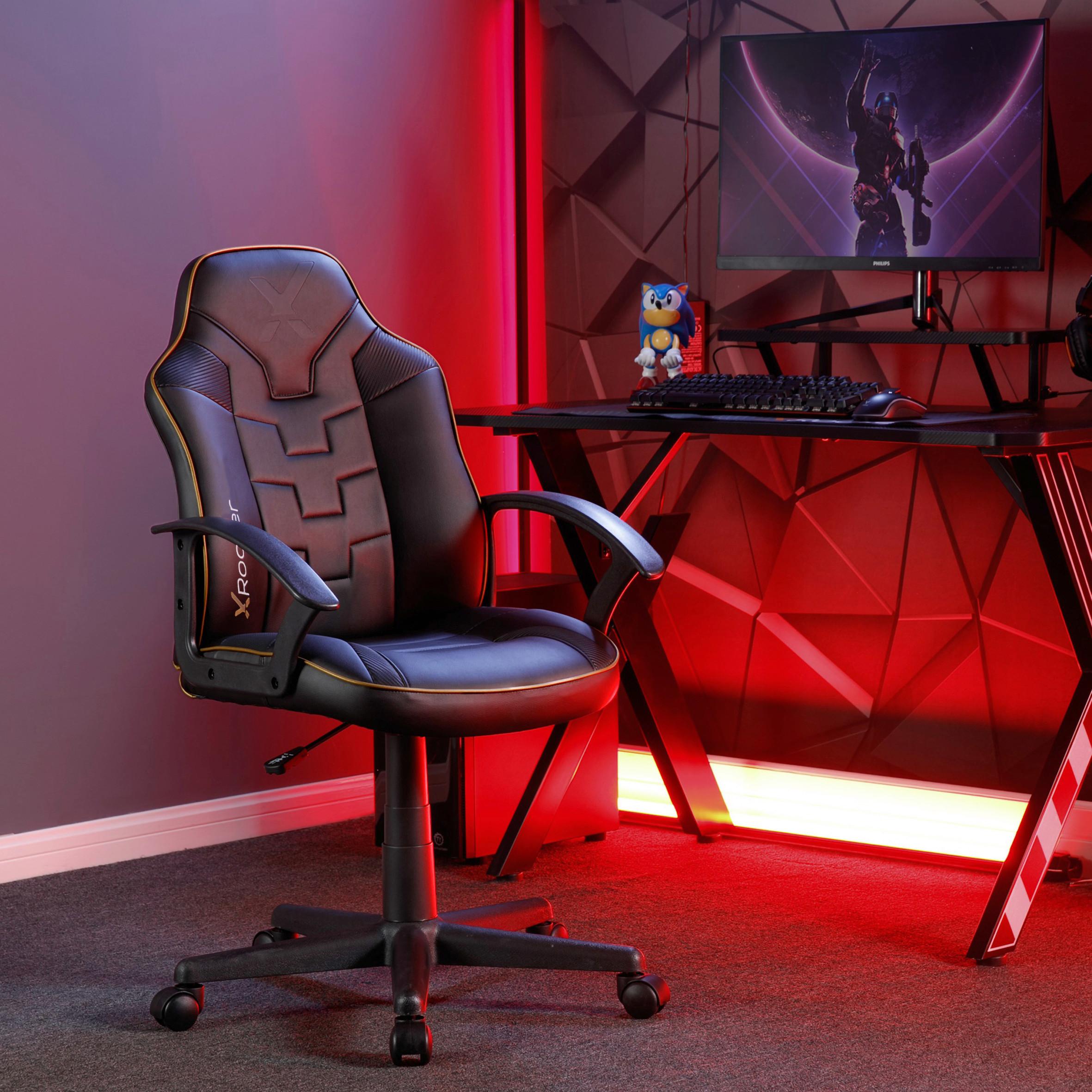 Gamingstuhl Saturn - Goldfarben/Schwarz, MODERN, Textil (57,5/107,5/44cm) - X Rocker