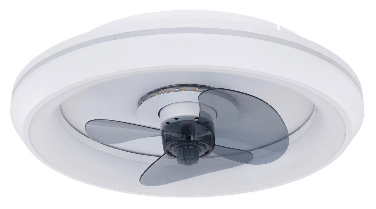 Deckenventilator Opal/weiß Led-Leuchte Fernbedienung - Opal/Weiß, Basics, Kunststoff/Metall (45/13cm) - Globo
