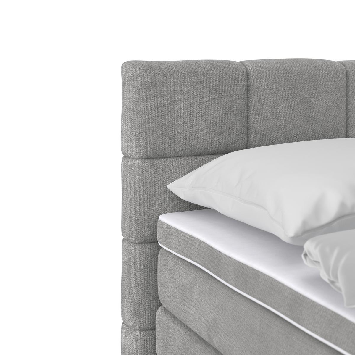 Boxspringbett April New Grau, LF: 200x200cm - Schwarz/Grau, KONVENTIONELL, Textil (200/200cm) - Sembella