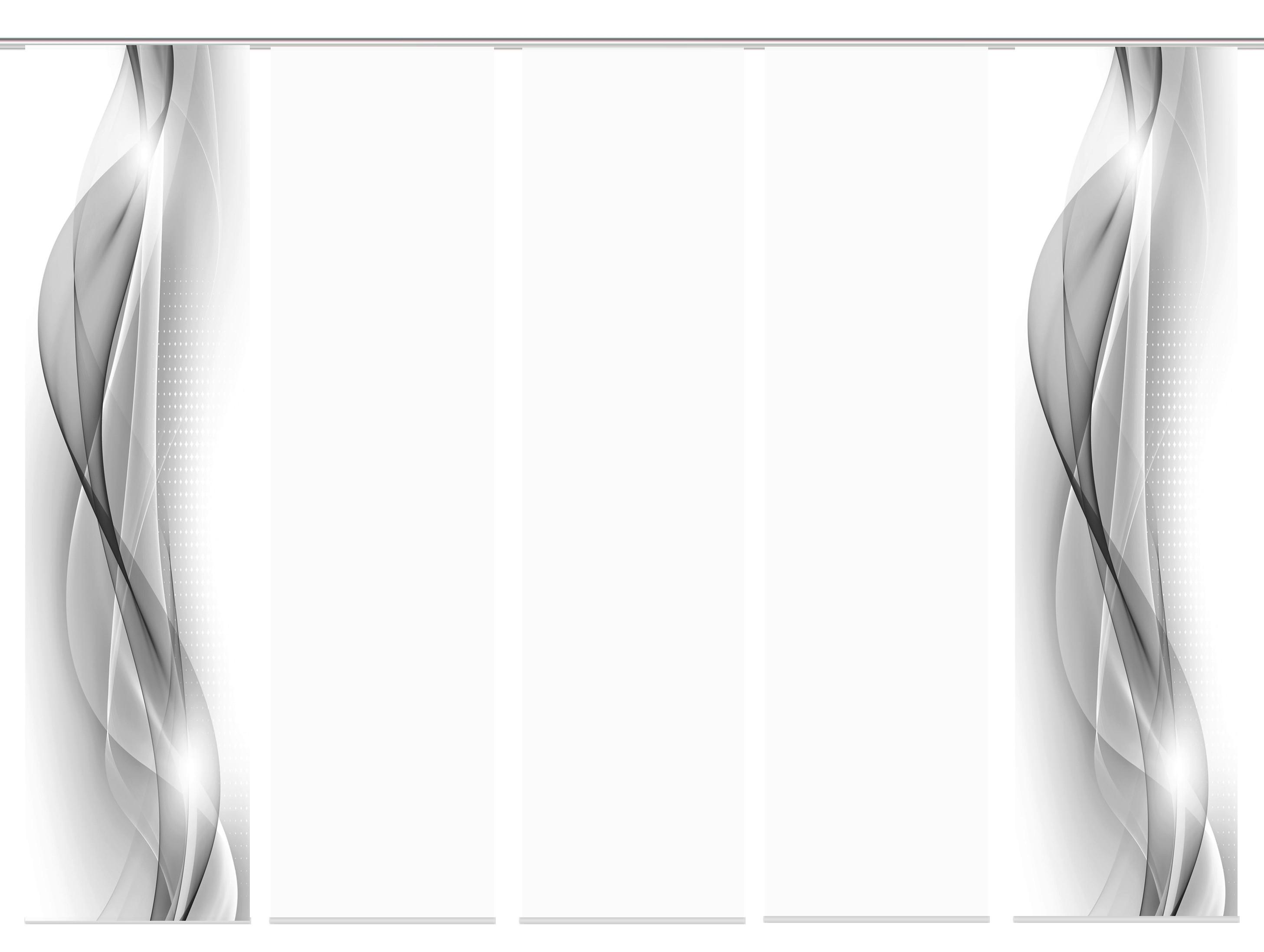 Flächenvorhang 5--Teilig. Neblana B: 60 cm, Grau, blickdicht - Grau, Basics, Textil (60/245cm)