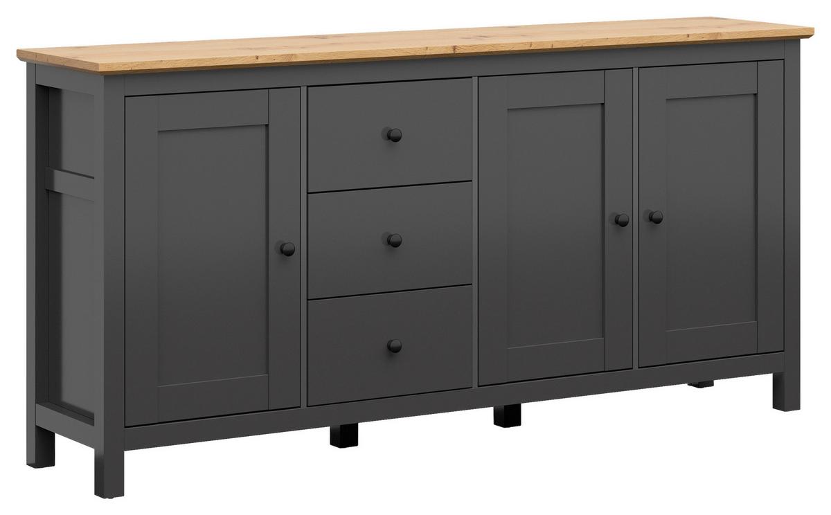 Sideboard Hesen Chest Of Drawers - Graphitfarben/Eiche Artisan, Design, Holzwerkstoff (199/96/44cm)