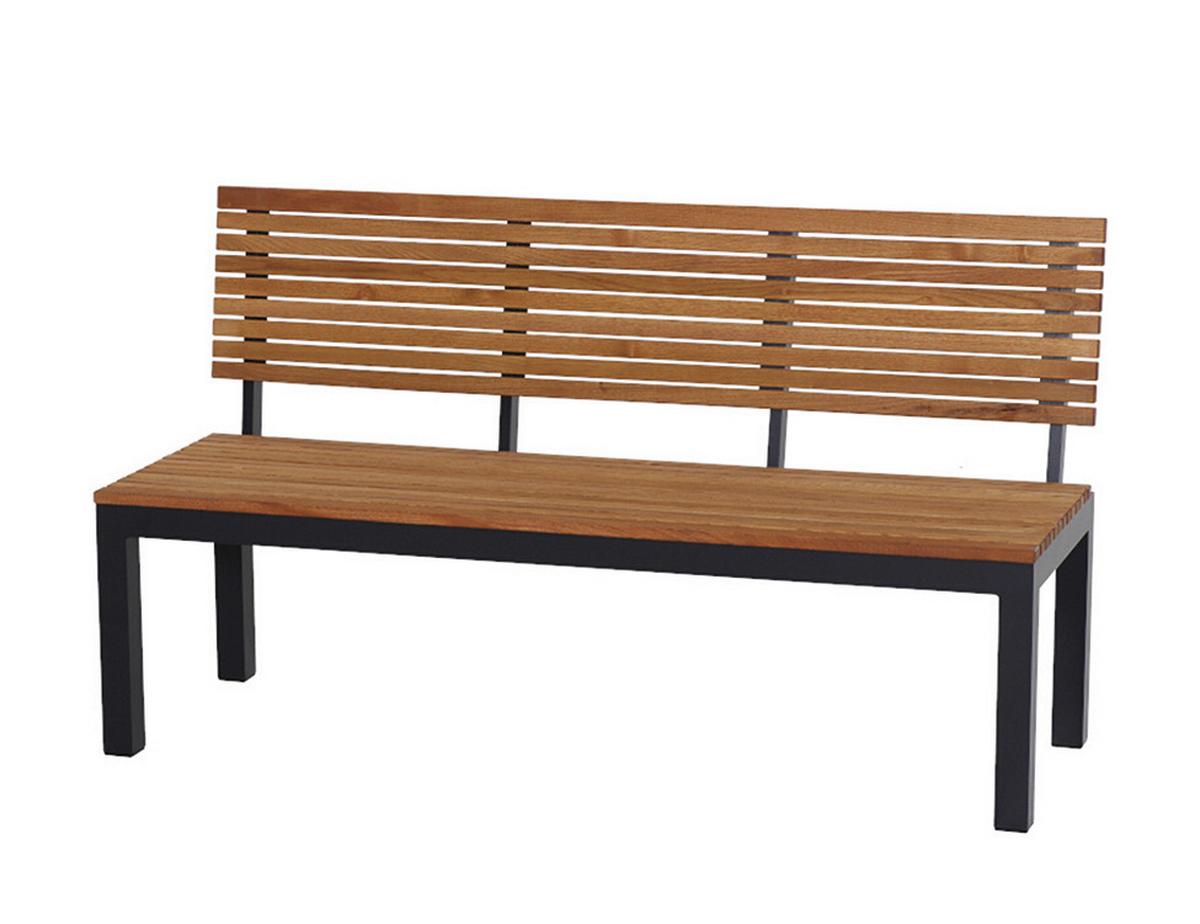 Gartenbank Holz N86393 2-Sitzer - Anthrazit/Robinienfarben, KONVENTIONELL, Holz/Metall (146/84/57,5cm) - Siena Garden