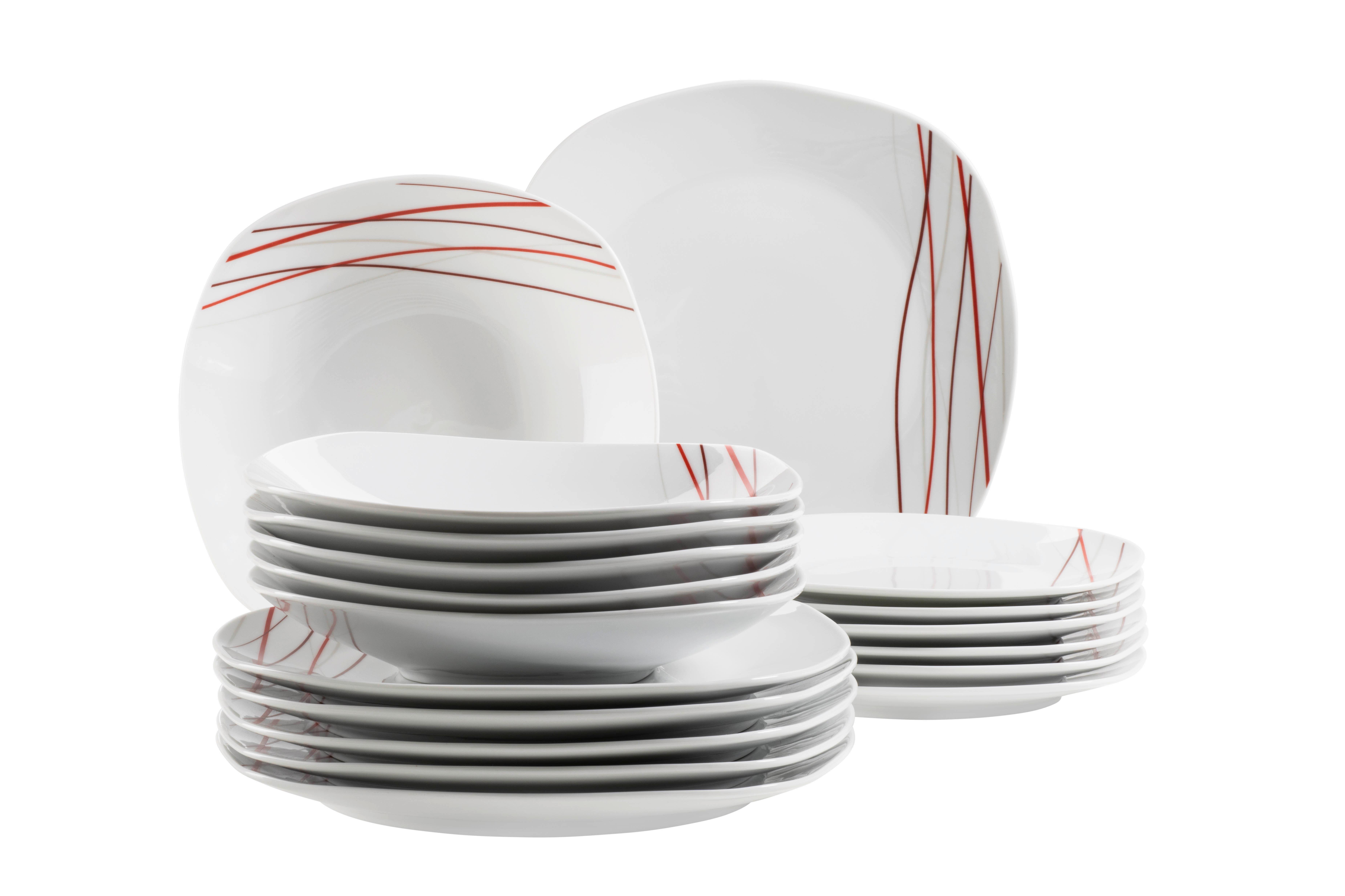 Tafelservice Sencilla 6 Personen Geschirr Set - Weiß, Basics, Keramik - Mäser