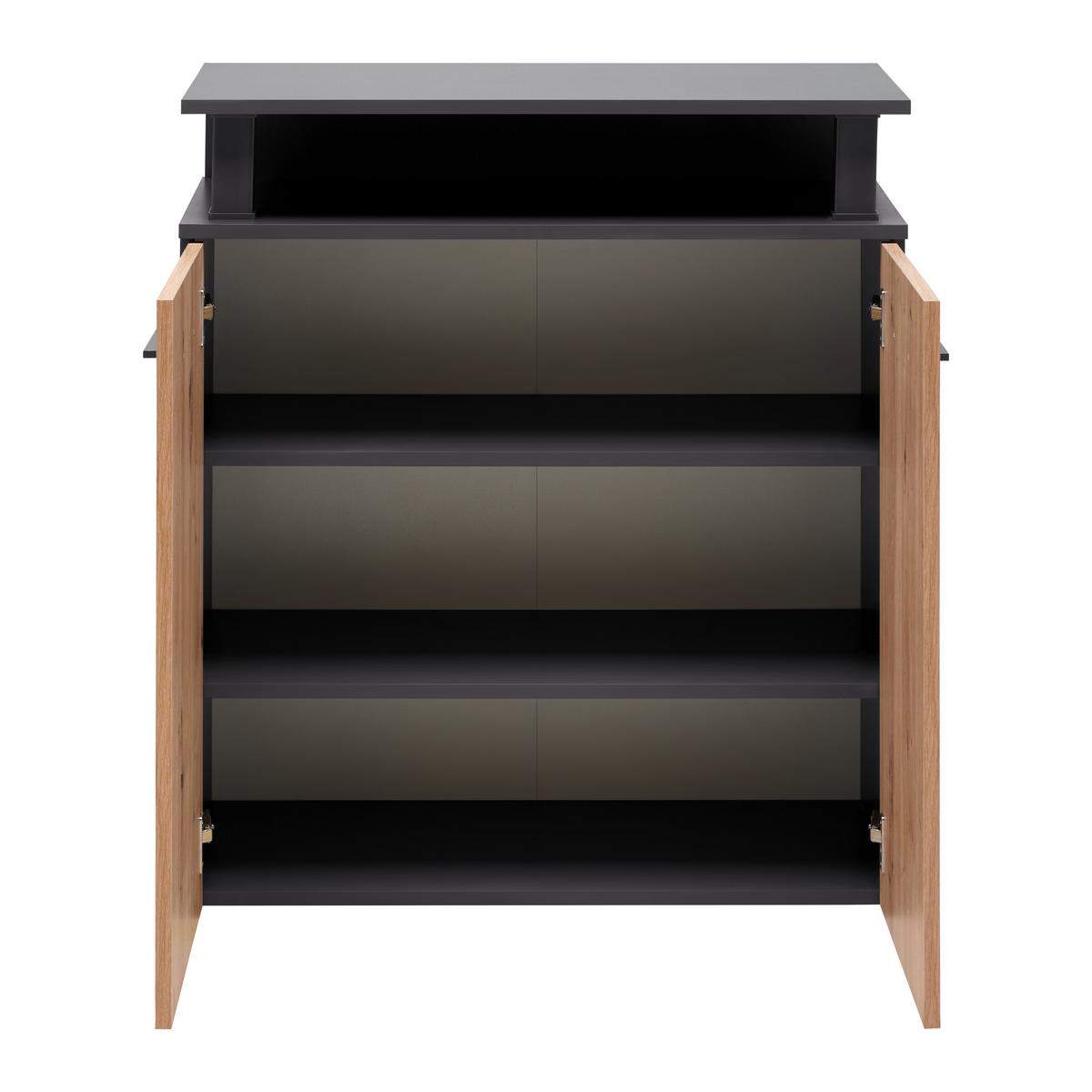 Komoda MONTANA Anthracit/dub Artisan - šedá/černá, Moderní, kompozitní dřevo/plast (78/90/38cm) - Based