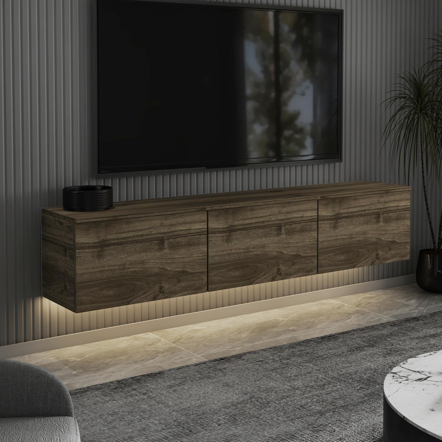 Lowboard Neon Walnussfarben B: 160 cm - Eichefarben/Walnussfarben, Design, Holzwerkstoff (160/35/32cm) - Livetastic