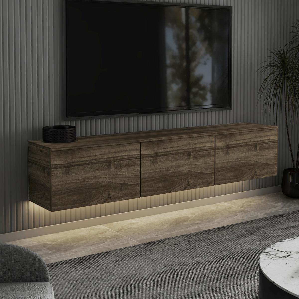 Lowboard Neon Walnussfarben B: 160 cm - Eichefarben/Walnussfarben, Design, Holzwerkstoff (160/35/32cm) - Livetastic