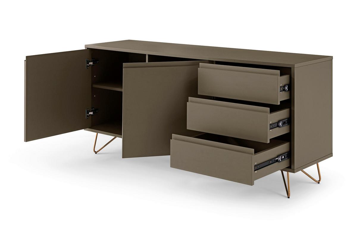 Sideboard Grau B: 150cm - Messingfarben/Grau, Design, Holzwerkstoff (150/70/40cm) - Livetastic