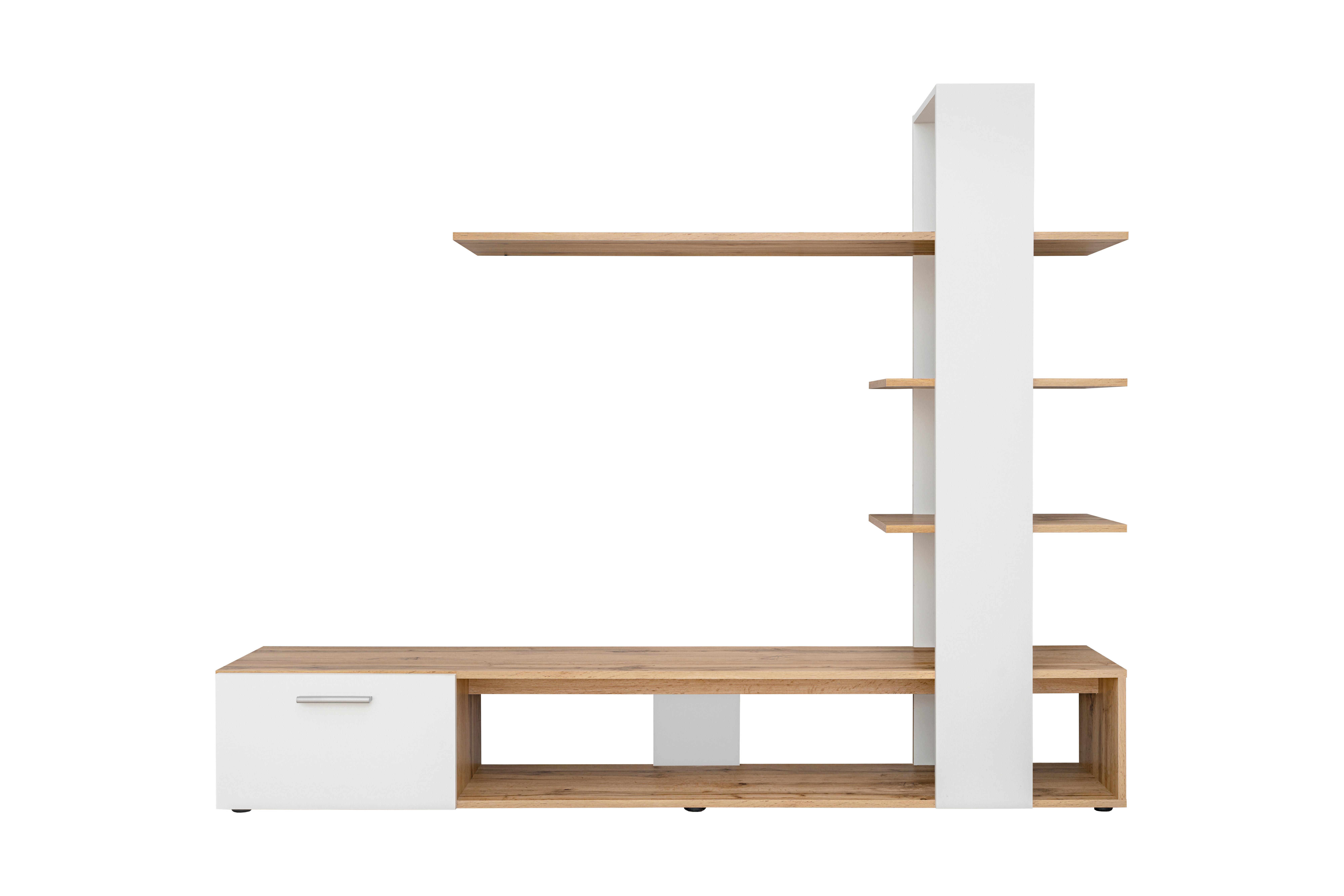 Obývacia stena ECO biela - biela/dub wotan, Modern, kompozitné drevo/plast (190/152/35cm) - P & B