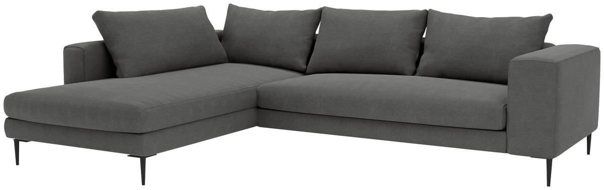 Ecksofa Aurora II - Dunkelgrau/Schwarz, MODERN, Textil (210/295cm) - Trendmanufaktur
