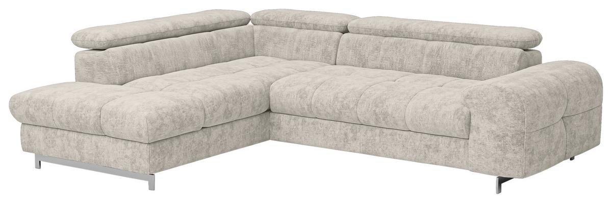 Ecksofa Mit Schlaffunktion Cloud + Grau - Chromfarben/Grau, KONVENTIONELL, Textil (206/257cm) - Livetastic
