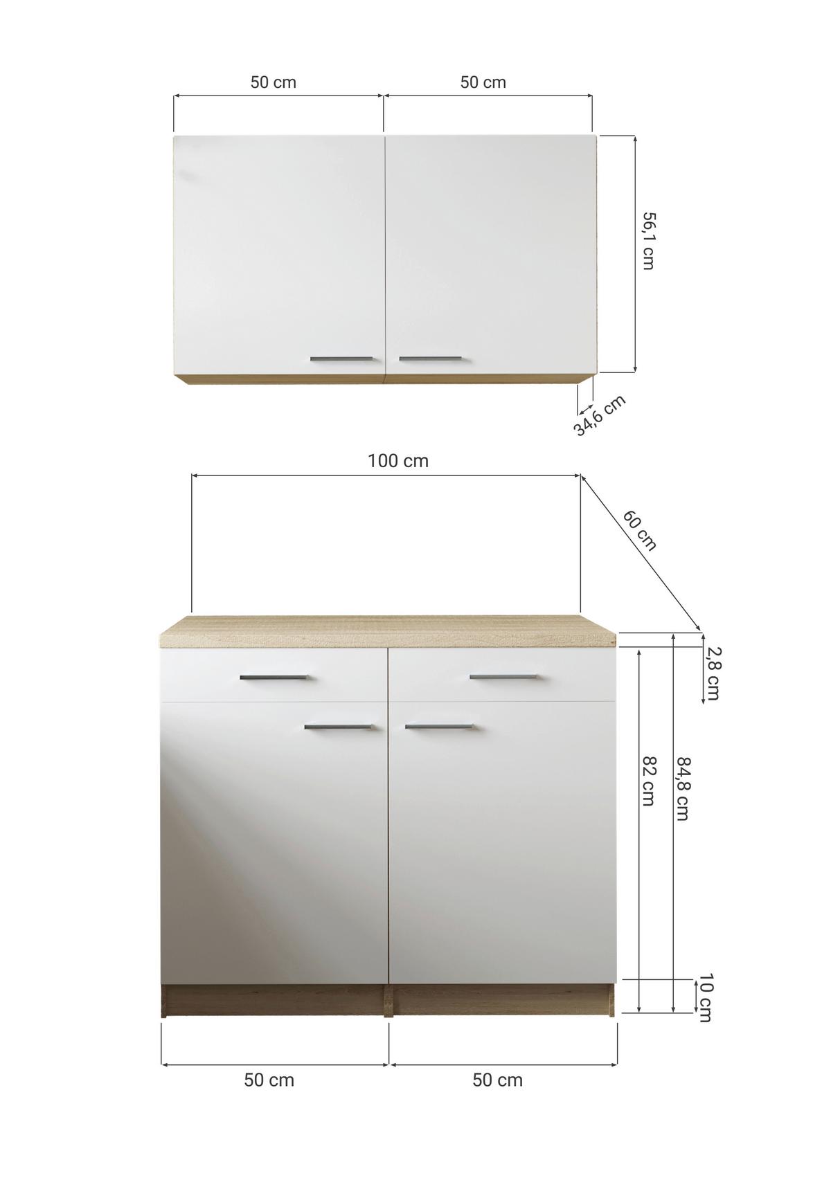 Buffet Merle Weiß/Eiche Dekor B:100cm - Eichefarben/Weiß, Basics, Holzwerkstoff (100/200/60cm) - Respekta