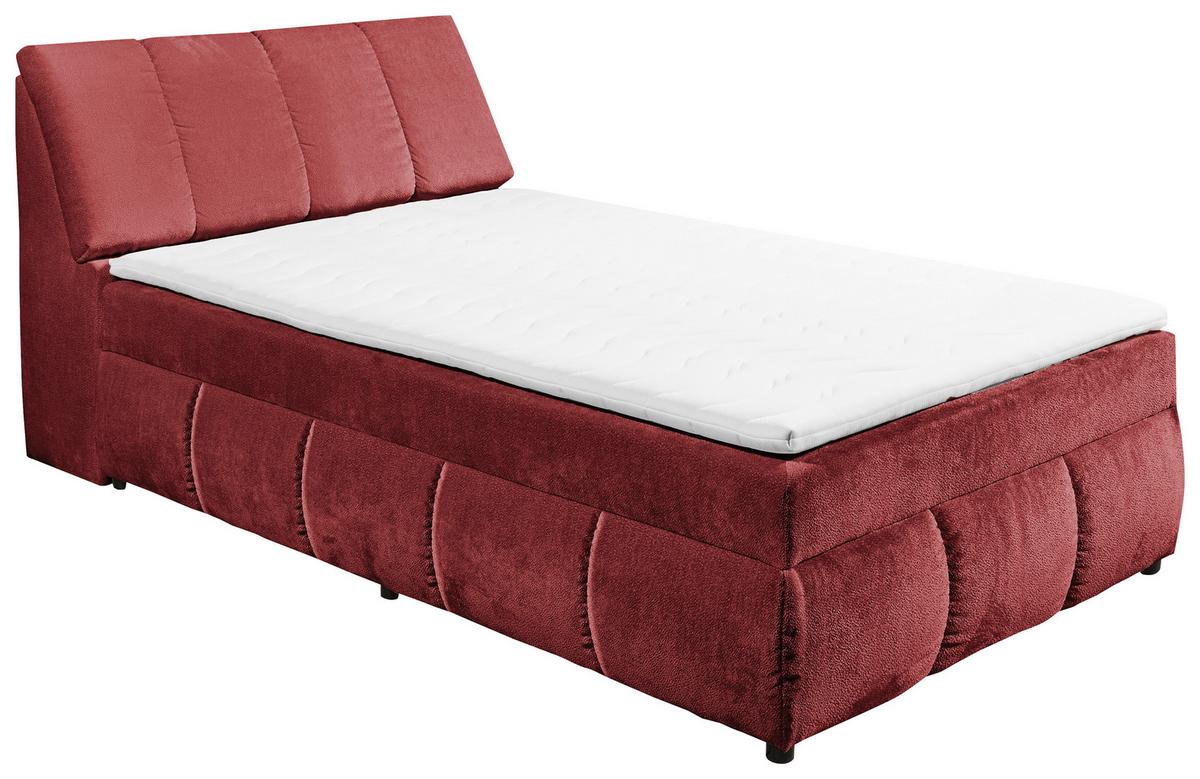 Boxbett Mit Topper+bettkasten 120x200 Cm Valencia - Rot/Schwarz, MODERN, Holzwerkstoff/Textil (120/200cm) - MID.YOU