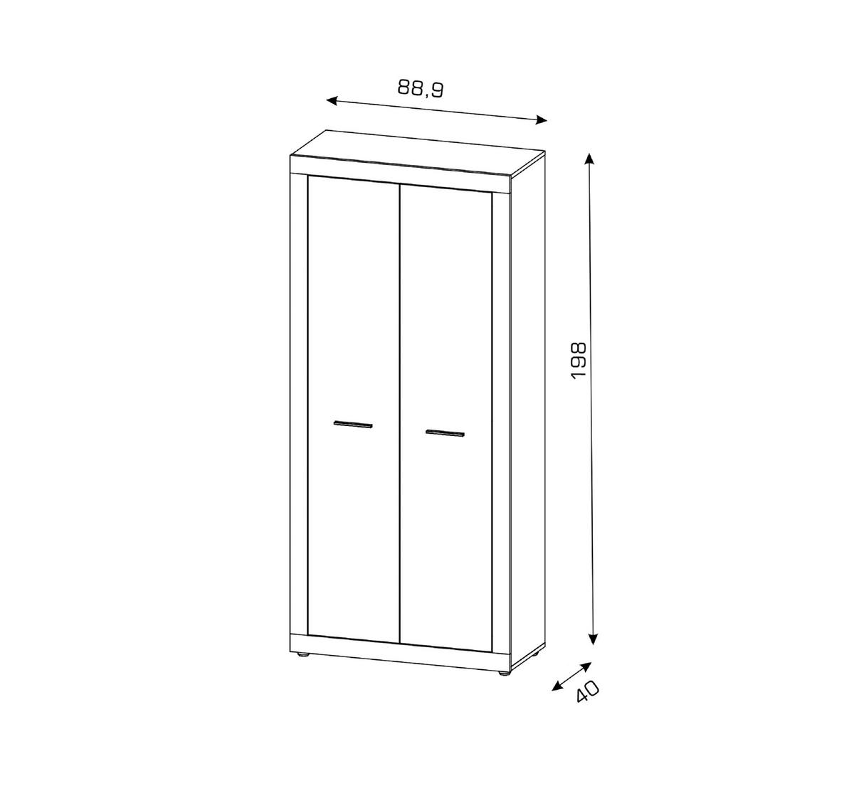 Garderobenschrank Luna Graphitfarben B: 88,9 cm - Alteiche/Schwarz, Design, Holzwerkstoff (88,9/198/40cm) - MID.YOU
