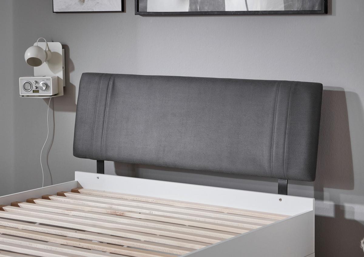 Futonbett Sandro Weiss 140x200cm - Weiß/Grau, Basics, Holzwerkstoff/Textil (204/144/98cm) - MID.YOU