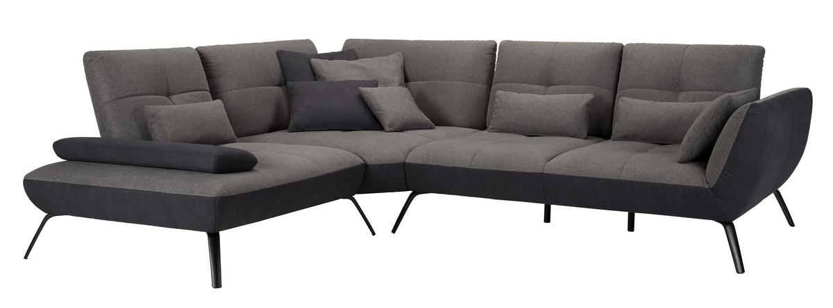 TRENDY, ľavá, antracitová, s 3 bedrovými vankúšmi - čierna/antracitová, Modern, kov/kompozitné drevo (250/93/310cm) - Premium Living