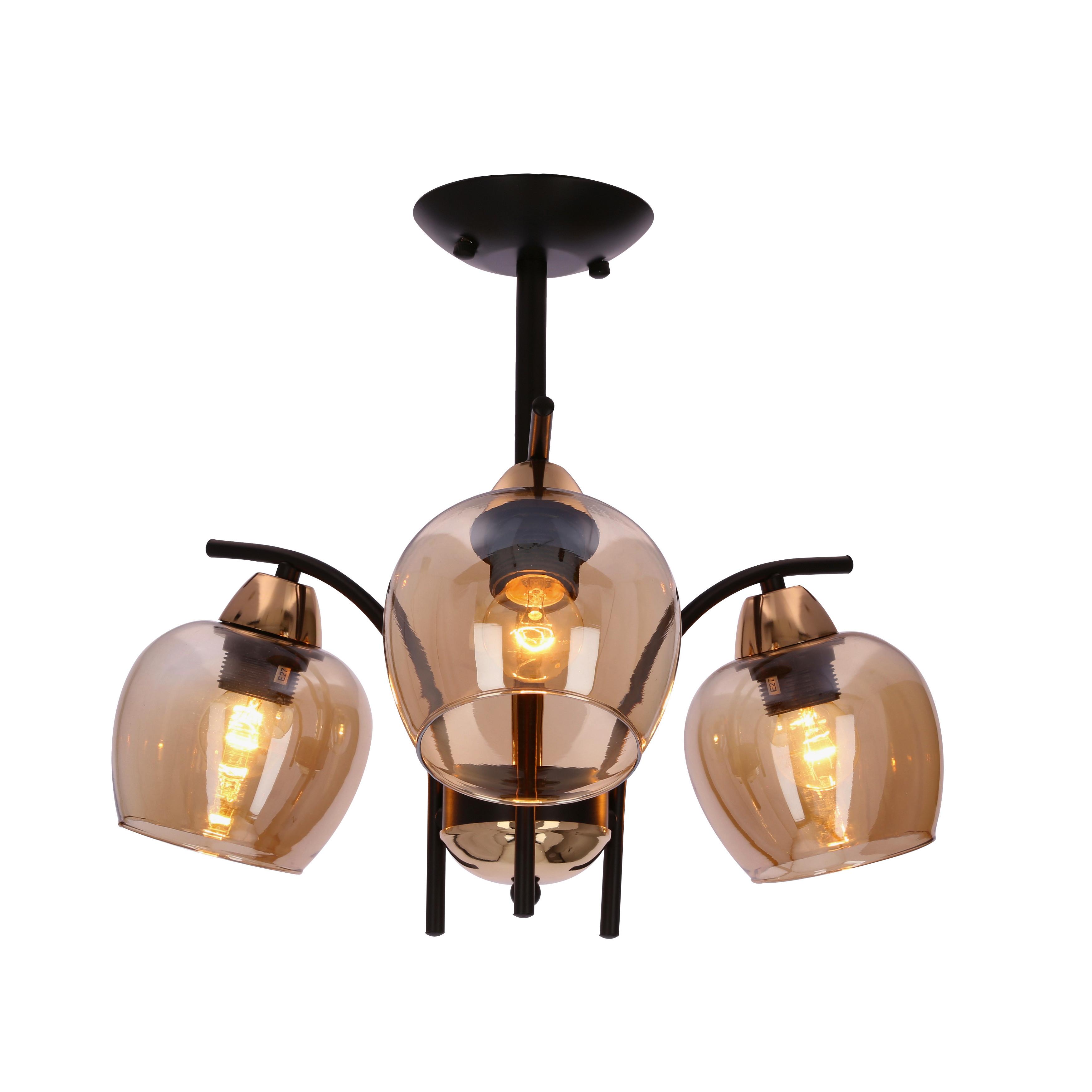 PENDELLEUCHTE 33-35318 MERRA - Bernsteinfarben/Schwarz, KONVENTIONELL, Metall (48/48/36cm)
