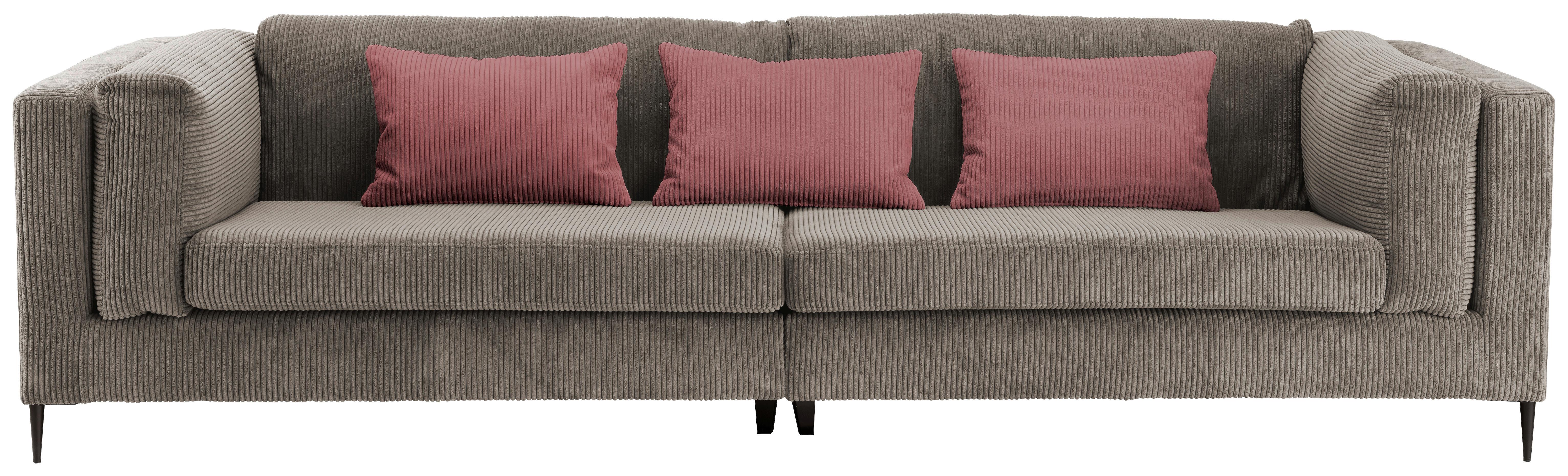 4-Sitzer-Sofa Roma Braun/Grau Kord - Koralle/Schwarz, Design, Textil (306/83/113cm) - Livetastic