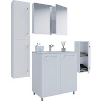 Badezimmer Gilos 5-Teilig Weiß B: 146 cm - Alufarben/Weiß, MODERN, Keramik/Holzwerkstoff (147cm) - MID.YOU