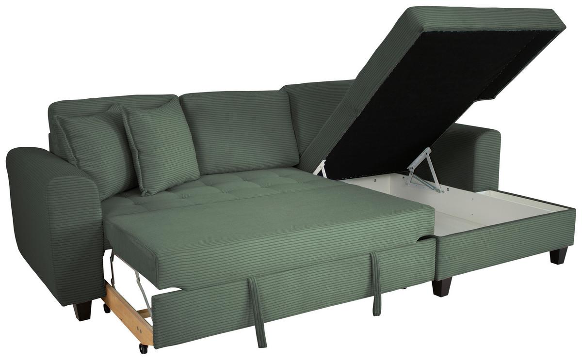 Ecksofa Moritz Dunkelgrün S: ca. 265x155 cm - Dunkelgrün, Trend, Textil (265/155cm)
