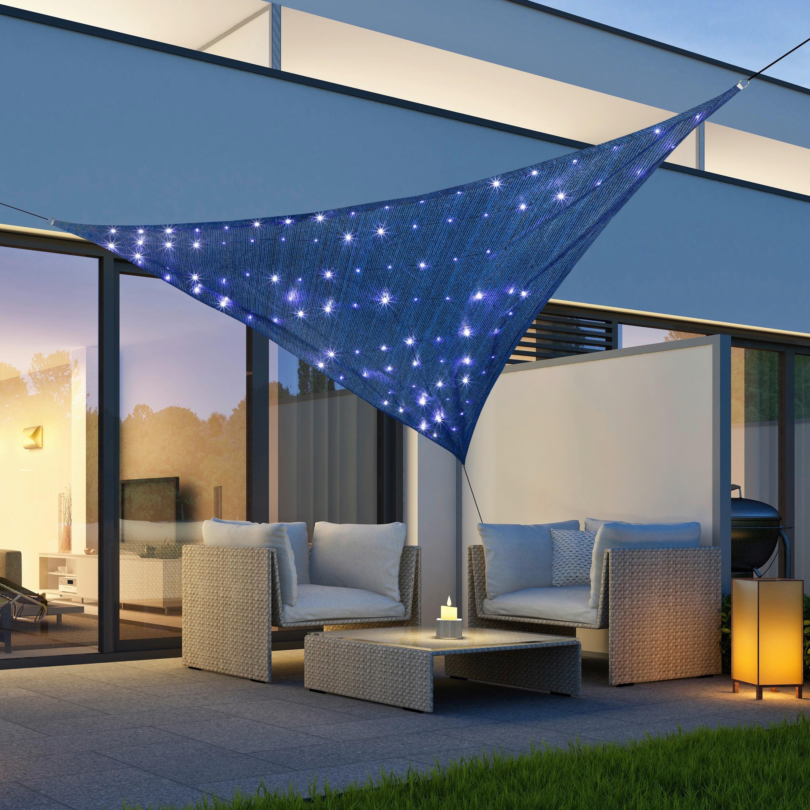 Sonnensegel Dreieck 3x3x3 M - Blau/Schwarz, MODERN, Textil/Metall (300/300/300cm)